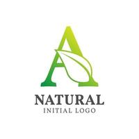 letter A with leaf natural initial vector logo design
