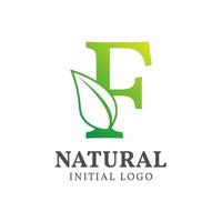 letter F with leaf natural initial vector logo design