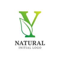 letter Y with leaf natural initial vector logo design
