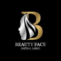 elemento de diseño de logotipo de vector inicial de cara de belleza de letra b