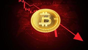 Abstract, bitcoin Falling Graphs, and the Digital World stock market crash finance trading currency exchange Cryptocurrency falling red chart or bear market on red background futuristic digital vector