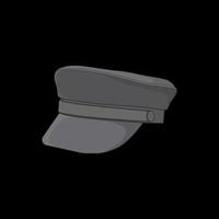 Military cap vector illustration isolated on black background. Military cap vector for coloring book.