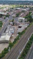 Aerial View of British City and Train Tracks video