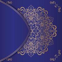 luxury ornamental mandala design background in gold color and blue color background. vector