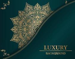 luxury ornamental mandala design background in gold color and green background. vector