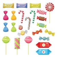 Set of Different Types of Sweets for the Holiday. Lollipops, Chocolate. vector