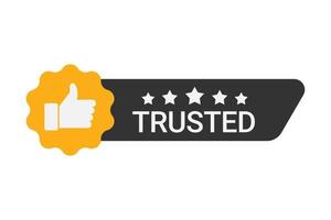 Trusted label with five stars and thumbs up vector