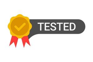 Tested label with five stars and thumbs up vector