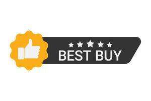 Best buy label with five stars and thumbs up vector