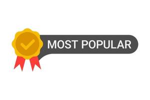 Most popular label with five stars and thumbs up vector