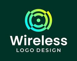 Simple shape geometric wireless technology logo design. vector