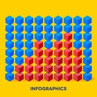Flat infographics with cubes and wired structures vector