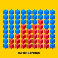 infografías planas con cubos y estructuras cableadas vector