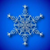 Beautiful snowflake with shadow on blue background vector