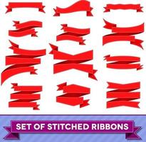 Set of colorful bent ribbons with seam vector