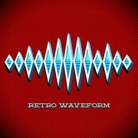 Retro card with 3D sound waveform and shadow vector