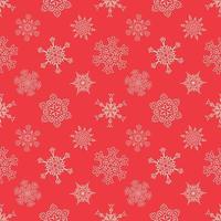 Seamless Christmas red pattern with random drawn snowflakes vector