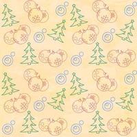 Christmas themed seamless pattern with baubles and firs vector