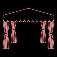 Neon canopy Pop up tent Commercial pavilion Awning for rest Marquee Chuppah red color vector illustration image flat style