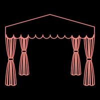 toldo de neón carpa emergente pabellón comercial toldo para descanso marquesina chuppah color rojo vector ilustración imagen estilo plano