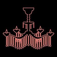 Neon chandelier red color vector illustration image flat style