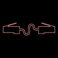 Neon network connector Patch cord Ethernet cable LAN wire icon black color vector illustration flat style image red color vector illustration image flat style