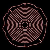 Neon cut tree Wood rings trunk Timber wooden texture icon black color vector illustration flat style image red color vector illustration image flat style