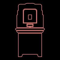 máquina de votación electoral de neón equipo de elección evm electrónico vvpat color rojo vector ilustración imagen estilo plano