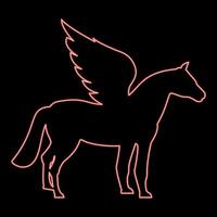 Neon pegasus Winged horse silhouette Mythical creature Fabulous animal icon black color vector illustration flat style image red color vector illustration image flat style