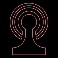 Neon broadcasting Wireless device Radio wave icon black color vector illustration flat style image red color vector illustration image flat style