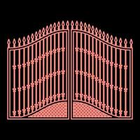 Neon forged gates red color vector illustration image flat style