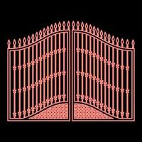 Neon forged gates red color vector illustration image flat style