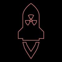 Neon atomic rocket flying Nuclear missile weapons Radioactive bomb Military concept icon black color vector illustration flat style image red color vector illustration image flat style