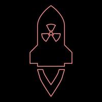 Neon atomic rocket flying Nuclear missile weapons Radioactive bomb Military concept icon black color vector illustration flat style image red color vector illustration image flat style