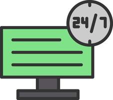 24 7 Monitoring Vector Icon Design