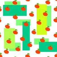 patrón abstracto sin fisuras con manzanas y formas geométricas, patrón de primavera dibujado a mano, ilustración de verano, para imprimir papel de regalo, cubierta, embalaje, estado de ánimo positivo, textura de fruta fresca, fondo vector