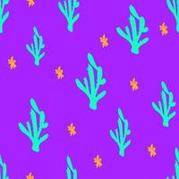 patrón dibujado a mano vectorial sin inconvenientes con lindos cactus y flores, ilustración botánica para papel tapiz, diseño de envoltura y empaque, motivo colorido para tela y textil en estilo plano vector