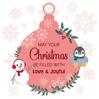 Christmas Badges Ornaments with Penguin and Snowman vector