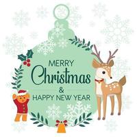 adornos de insignias navideñas con renos y pan de jengibre vector