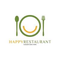 ilustración de icono de vector de logotipo de restaurante feliz