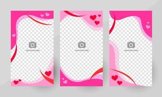 Stories templates for social media or banners for Valentines Day. Vertical templates with a place for a picture. Vector illustration