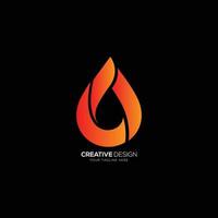 Fire droplet modern gradient logo vector