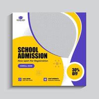 School admission or Back to school promotion social media post banner template vector