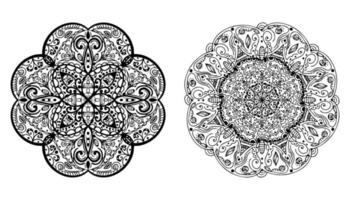 Set Ethnic motif mandala, boho ornament isolated on white background. Anti-stress therapy patterns. Weave design elements. Yoga. Vector illustration