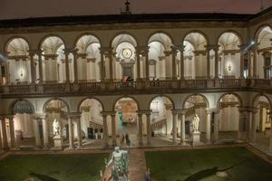 Italy 2022 Cloister of the Pinacoteca di Brera illuminated at night photo