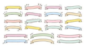 Hand drawn colorful ribbon set vector