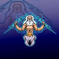 Zeus character e sport mascot logo design vector