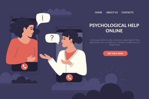 The concept of online psychotherapy. A psychologist helps to find answers to questions and unravel tangled thoughts. The illustration is suitable for landing page, banner, flyer, website. Vector. vector