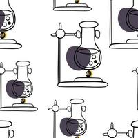 Seamless pattern Doodle flask heated on fire vector
