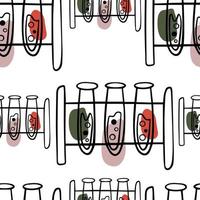 Seamless pattern Doodle set of chemical test tubes vector